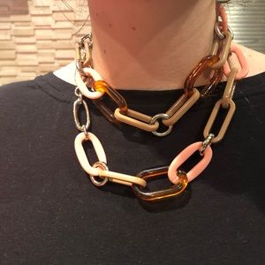 Ann Taylor Acetate and Silver Chain Link Neckace